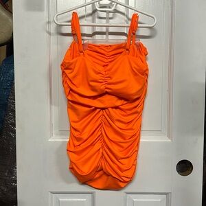 2 piece neon orange Amazon outfit